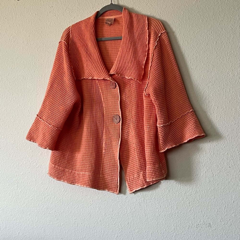 Focus Orange Waffle Knit Cardigan